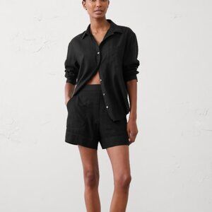 Banana Republic Factory High-Rise Linen-Blend Pull-On Shorts – Black, M (NWT)